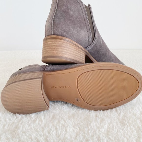 Lucky Brand Women's Pogan Ankle Bootie, Coffee Rustic Suede, Gray, Size 7.5M - Picture 8 of 8
